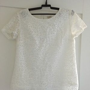 J. Crew White Lace Blouse